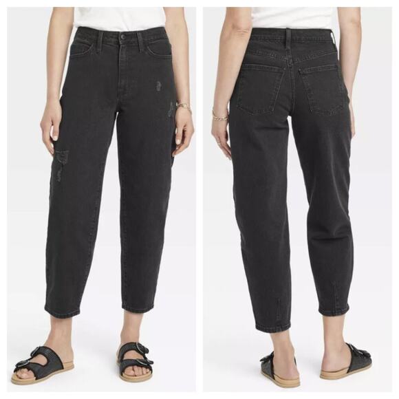 NWT Universal Thread Women's High Rise Balloon Jeans Black Size 8 - Picture 1 of 7